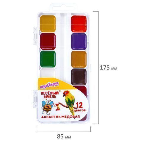 Краски акварельные 12цв медовые Веселый Шмель ЮНЛАНДИЯ 1/12