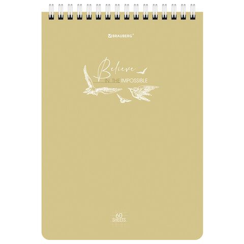 Блокнот 60л А5 гребень картон клетка BRAUBERG Pastel 1/4/80