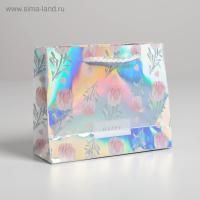 Пакет подарочный бумажный (15x12x5,5) ламинир Happy голография 1/900 
