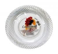 Тарелка пластиковая d-180 белая с серебряной волной Complement ламинированная (12шт) 1/20