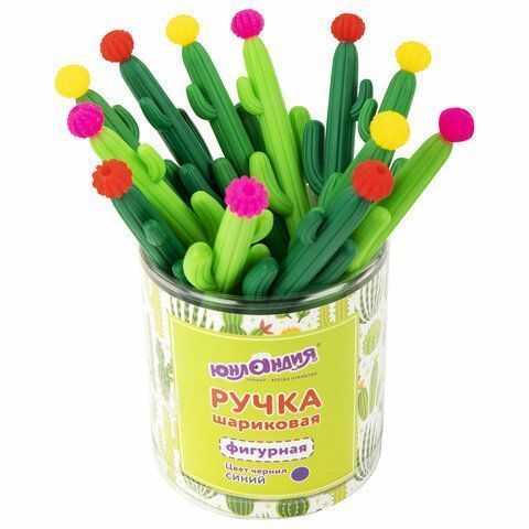 Ручка фигурная шариковая мягкий силиконовый корпус, ассорти, СИНЯЯ, 0,7мм ЮНЛАНДИЯ Кактус 1/12