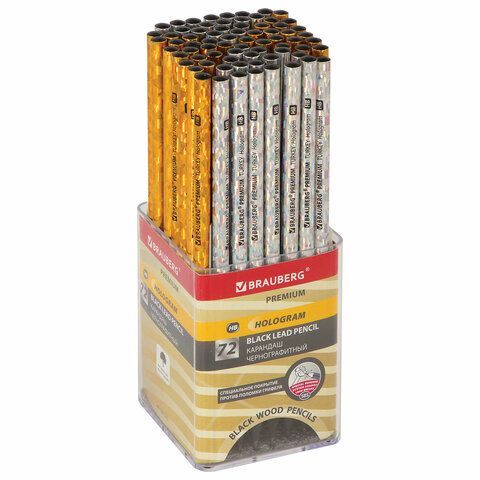 Карандаш ч/гр HB ассорти, дисплей Hologram BRAUBERG PREMIUM TURKEY 1/72/1728
