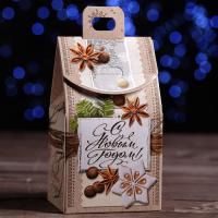 НГ Подарочная коробка 16х7х9см Новогодний декупаж  1/5/400