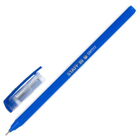 Ручка шариковая синяя масляная узел 0,7мм линия 0,35мм STAFF Basic OBP-312 1/50/3000