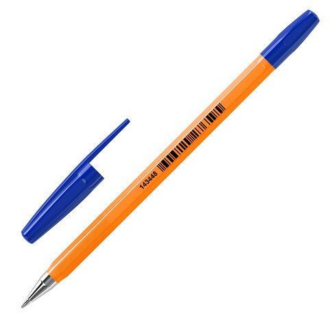 Ручка шариковая синяя 0,7мм оранжевый корпус BRAUBERG M-500 ORANGE 1/50