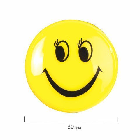 Магниты STAFF BASIС 30 мм, НАБОР 5 шт, CМАЙЛИК, желтые, 237483