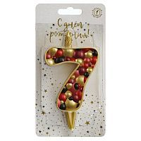 Свеча для торта Пузыри золото Цифра 7 1/20