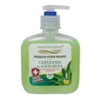Мыло жидкое крем 300мл с дозатором антибактериальное Глицерин и алоэ вера ЗОЛОТОЙ ИДЕАЛ 1/12