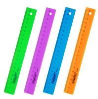 Линейка 20см пластиковая прозрачная неоновая ассорти ПИФАГОР 1/20/400