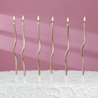 Свеча для торта Серпантин витые шампань 6шт 1/400