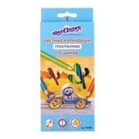 Карандаши цветные 12цв трехгранные с заточкой ЮНЛАНДИЯ 1/12 