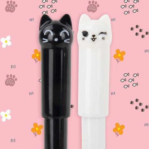 Ручка фигурная шариковая корпус ассорти, СИНЯЯ, узел 0,7мм ЮНЛАНДИЯ Котик 1/12