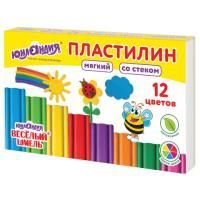 Пластилин 12цв 180г мягкий со стеком ЮНЛАНДИЯ Веселый шмель 1/32