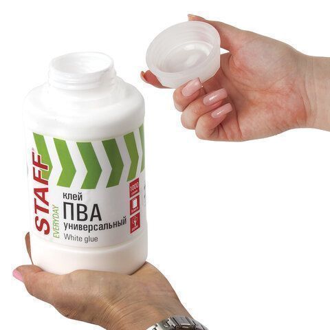 Клей ПВА 1кг универсальный бумага картон дерево STAFF 1/8