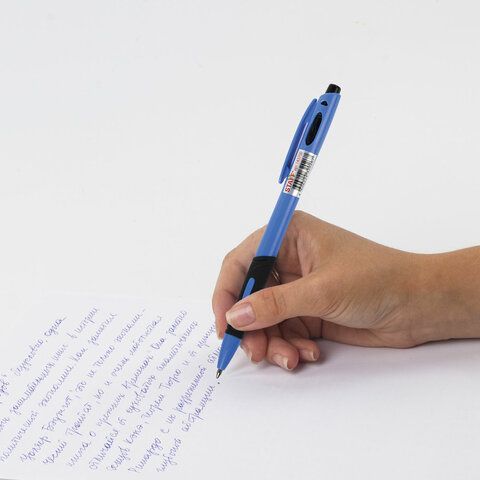 Ручка шариковая автоматическая с грипом STAFF College BP-16 Neon, СИНЯЯ, ассорти, 0,35 мм, 143750