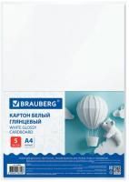 Белый картон 05л А4 мелованный в пакете BRAUBERG 1/40