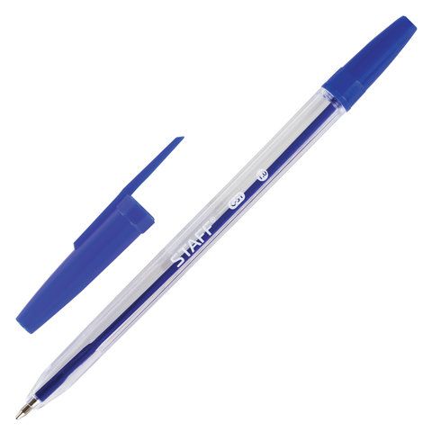 Набор шариковых ручек 4цв корпус прозр узел 1мм линия 0,5мм европодвес STAFF С-51 1/48