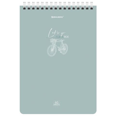 Блокнот 60л А5 гребень картон клетка BRAUBERG Pastel 1/4/80