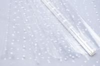 Ролик 70см х8м пленка полипропилен с рисунком Горошины белые 1/10
