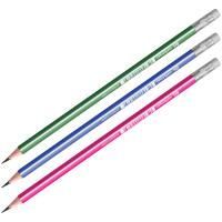 Карандаш ч/гр HB с ластиком, трехгранный, пластик, заточен, ассорти OfficeSpace 1/12/72