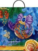 НГ Пакет с пластмассовыми ручками (38х44)-90 Шар с бантом Нео-Пак 5/100 