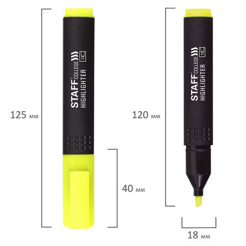 Текстмаркеры НАБОР 4шт 1-4мм ассорти STAFF STICK 1/48/288