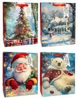 НГ Пакет подарочный бумажный (30х40х12) Снежный уют 1/12