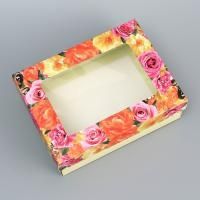 Подарочная коробка с окном 16,5х12,5х5см Цветочки 1/5