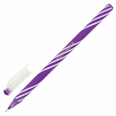 Ручка шариковая масляная синяя 0,3мм иголчатый узел 0,6мм корп ассорти ЮНЛАНДИЯ Candy 1/75/3000