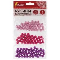 Бусины ШАРИКИ 8мм СВ.РОЗОВЫЕ/ РОЗОВЫЕ/ ФИОЛЕТ ОС