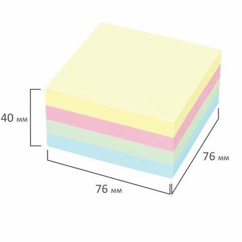 Блок самоклеящийся 76х76мм 400л 4цвета STAFF 1/12