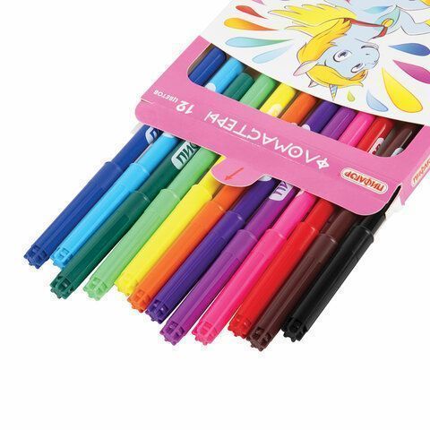 Фломастеры 12цв смываемые вентилируемый колпачок ПИФАГОР ЕДИНОРОГ 1/12