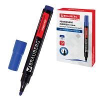 Маркер перманентный синий 3мм круглый наконечник Contract BRAUBERG 1/12/1152