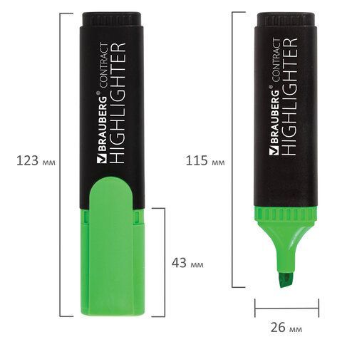 Текстмаркер зеленый 1-5мм скошенный наконечник BRAUBERG CONTRACT 1/10