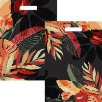 Пакет с вырубной ручкой (31,5х43)-50 Грэй Глосс Листья Тико 50/500