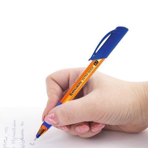 Ручка шариковая масляная синяя 0,7мм 0,35мм с грипом BRAUBERG Extra Glide GT Tone Orange 1/12 (Клиен