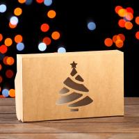 НГ Подарочная коробка 20х12х4см складная Елочка 1/20