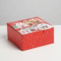 НГ Подарочная коробка 15х15х7см складная Зимний город 1/1