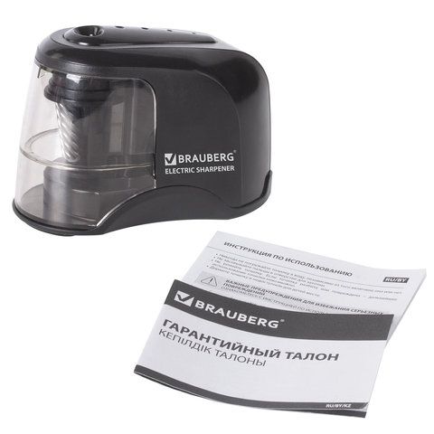 Точилка электрическая питание от 4 батареек АА спиралевидное лезвие JET Brauberg 1/12