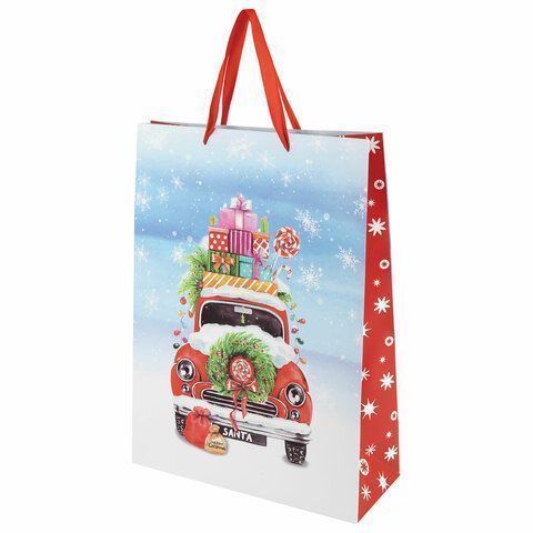 НГ Пакет подарочный бумажный (33х45х13) ассорти ЗОЛОТАЯ СКАЗКА 1/12/144