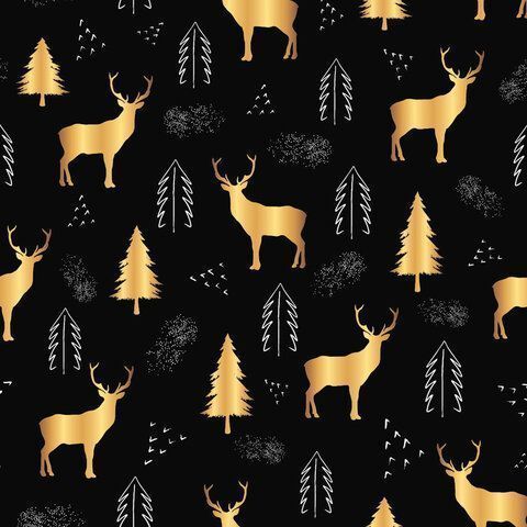 НГ Бумага упаковочная 70х100см ЗОЛОТАЯ СКАЗКА Black Gold White 10дизайнов 105г/м2 1/50