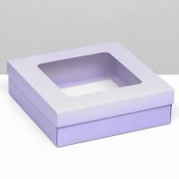 Подарочная коробка с окном 20х20х6см Сиреневая 5/400