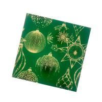 НГ Салфетки (33х33) 3-сл Золотые украшения  на зеленом (20) 1/12