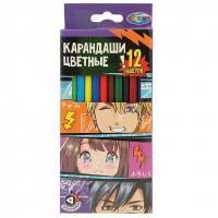 Карандаши цветные 12цв пластик трехгранные европодвес Аниме Centrum 1/12/144