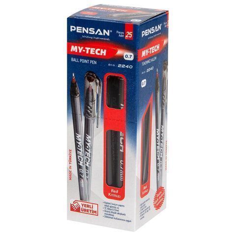 Ручка шариковая масляная красная 0,35мм PENSAN My-Tech игольчатый узел 0,7мм 1/25