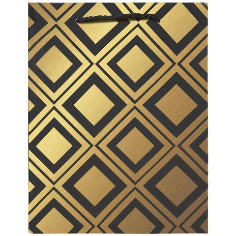 Пакет подарочный бумажный (18х10х23) фольга ЗОЛОТАЯ СКАЗКА Gold Luxury 1/12/144