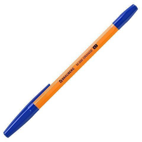Ручка шариковая синяя 0,7мм оранжевый корпус BRAUBERG M-500 ORANGE 1/50