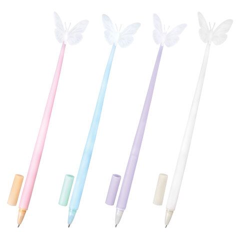 Ручка фигурная шариковая силиконовый корпус, ассорти, СИНЯЯ, узел 0,7мм ЮНЛАНДИЯ Бабочка 1/12