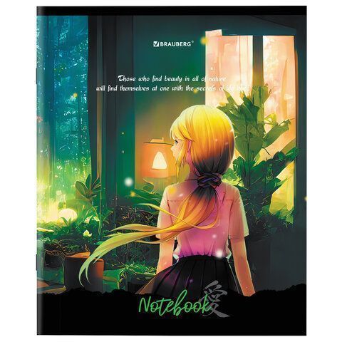 Тетрадь 48л А5 клетка обложка картон BRAUBERG Anime 1/10/100