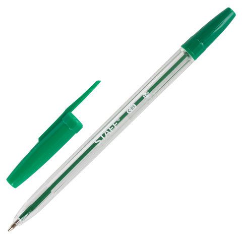 Набор шариковых ручек 4цв корпус прозр узел 1мм линия 0,5мм европодвес STAFF С-51 1/48